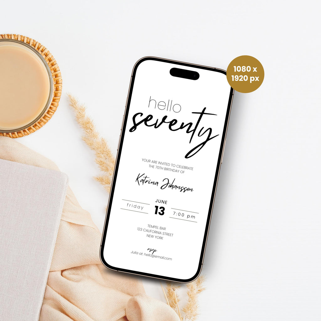 Minimalist Elegant 70th Birthday Invitation