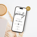 Minimalist Elegant 70th Birthday Invitation