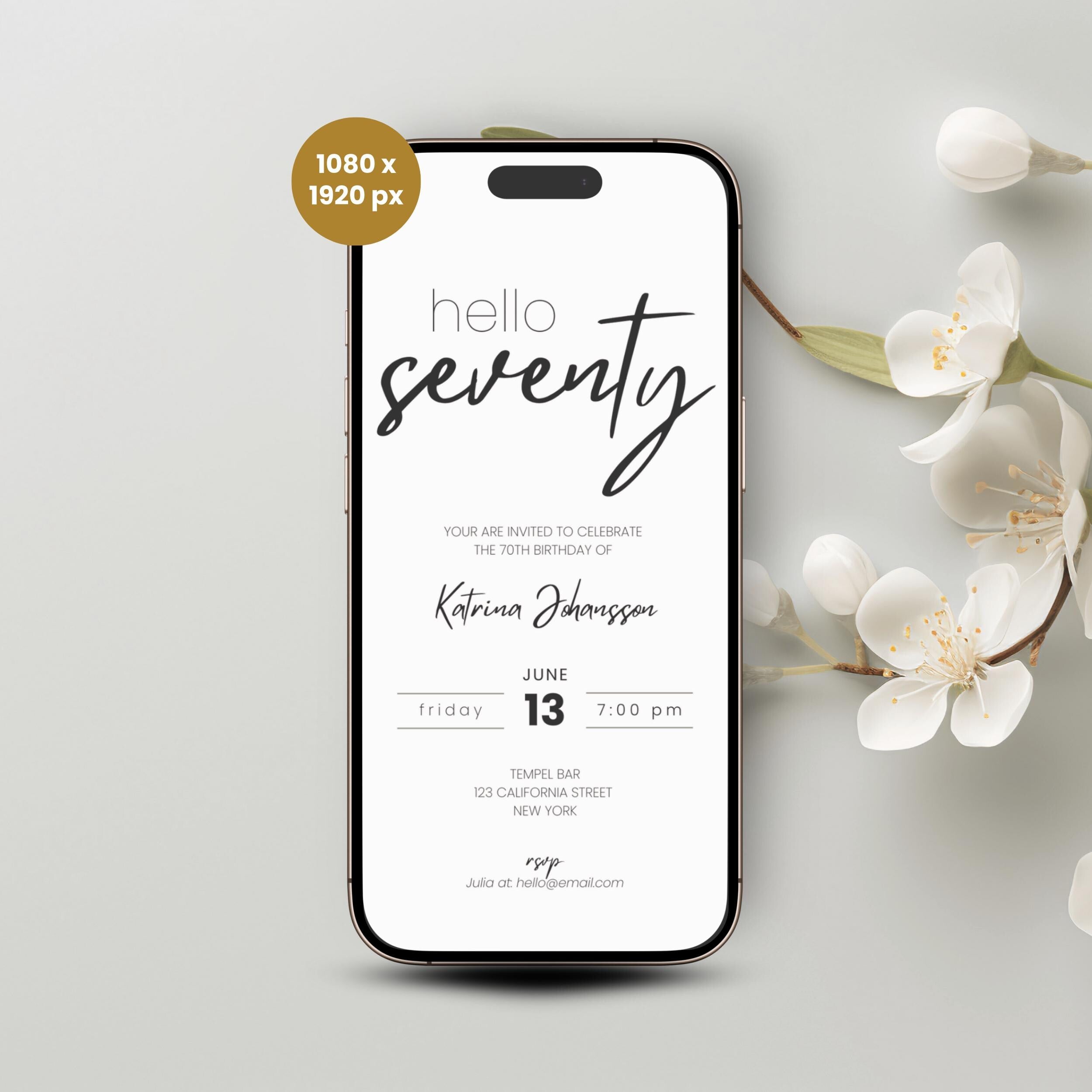 Minimalist Elegant 70th Birthday Invitation
