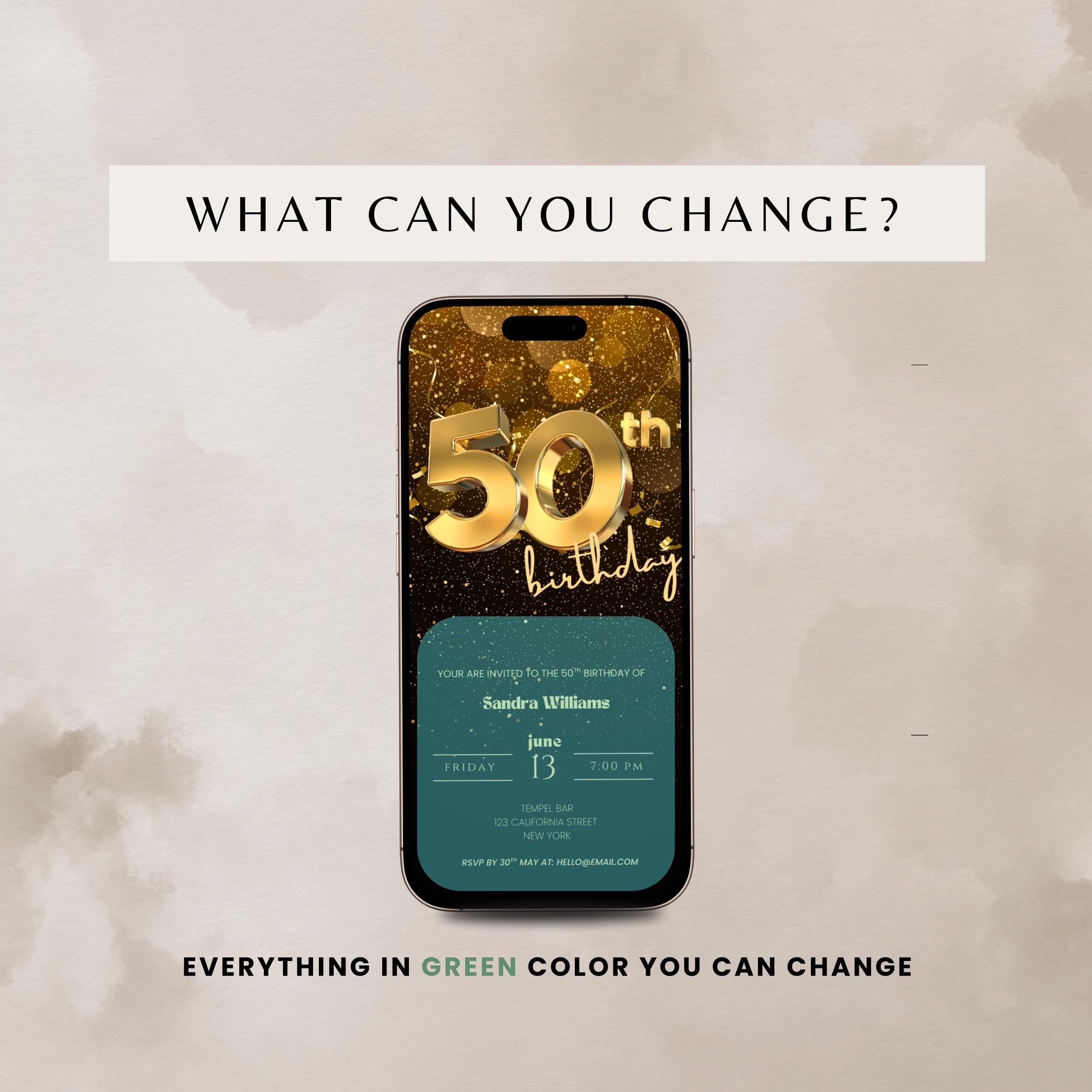 Golden 50th Birthday Invitation