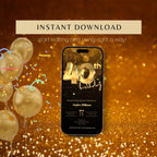 Golden 40th Birthday Invitation