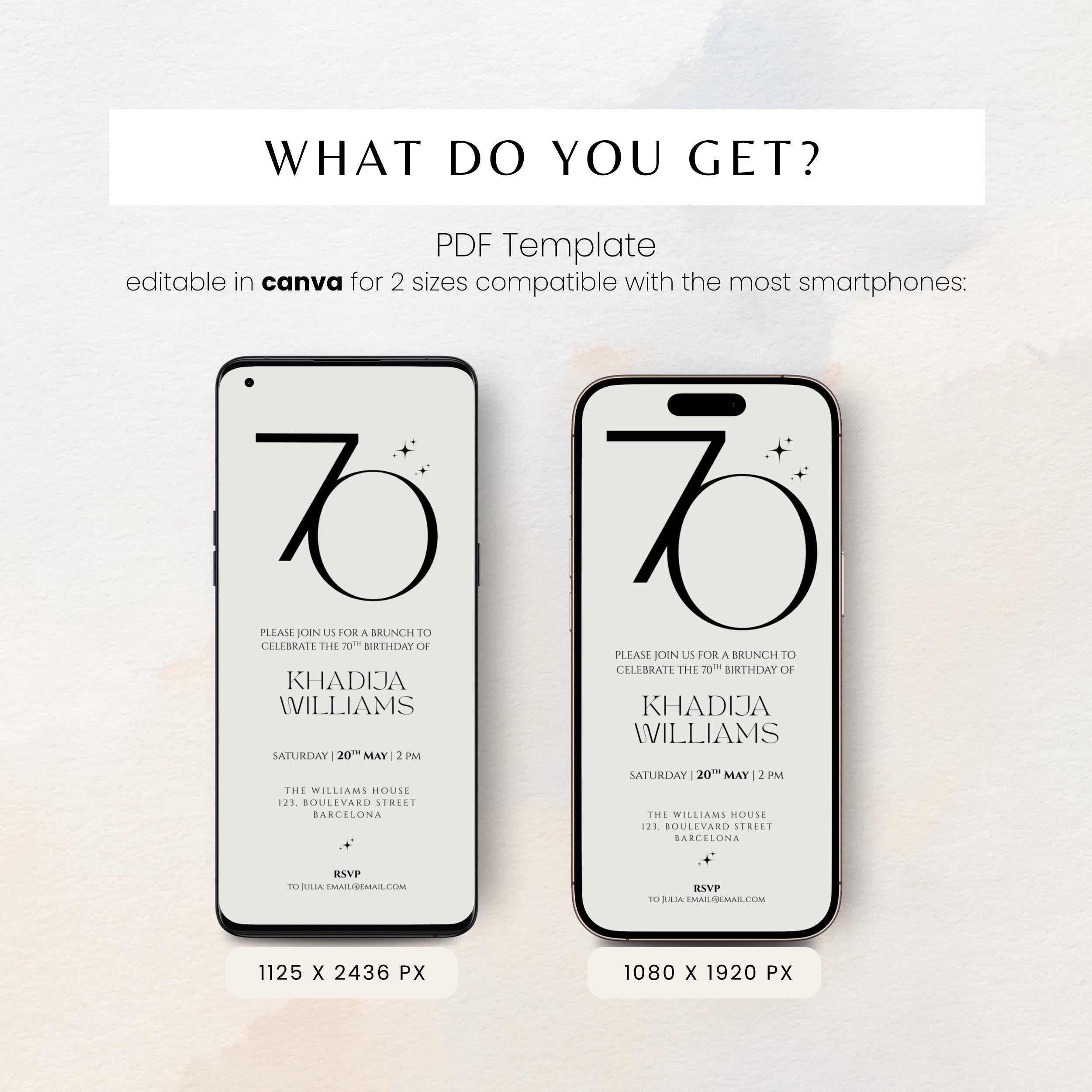 Minimal Elegant 70th Birthday Invitation