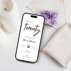 Minimalist 20th Birthday Invitation