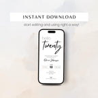 Minimalist 20th Birthday Invitation
