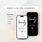 Minimalist 20th Birthday Invitation