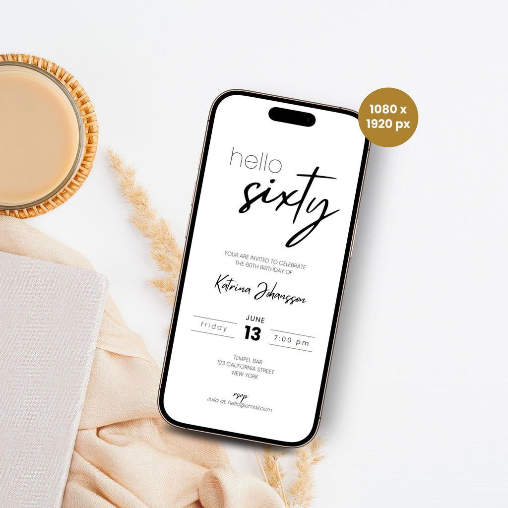 Minimal Elegant 60th Birthday Invitation