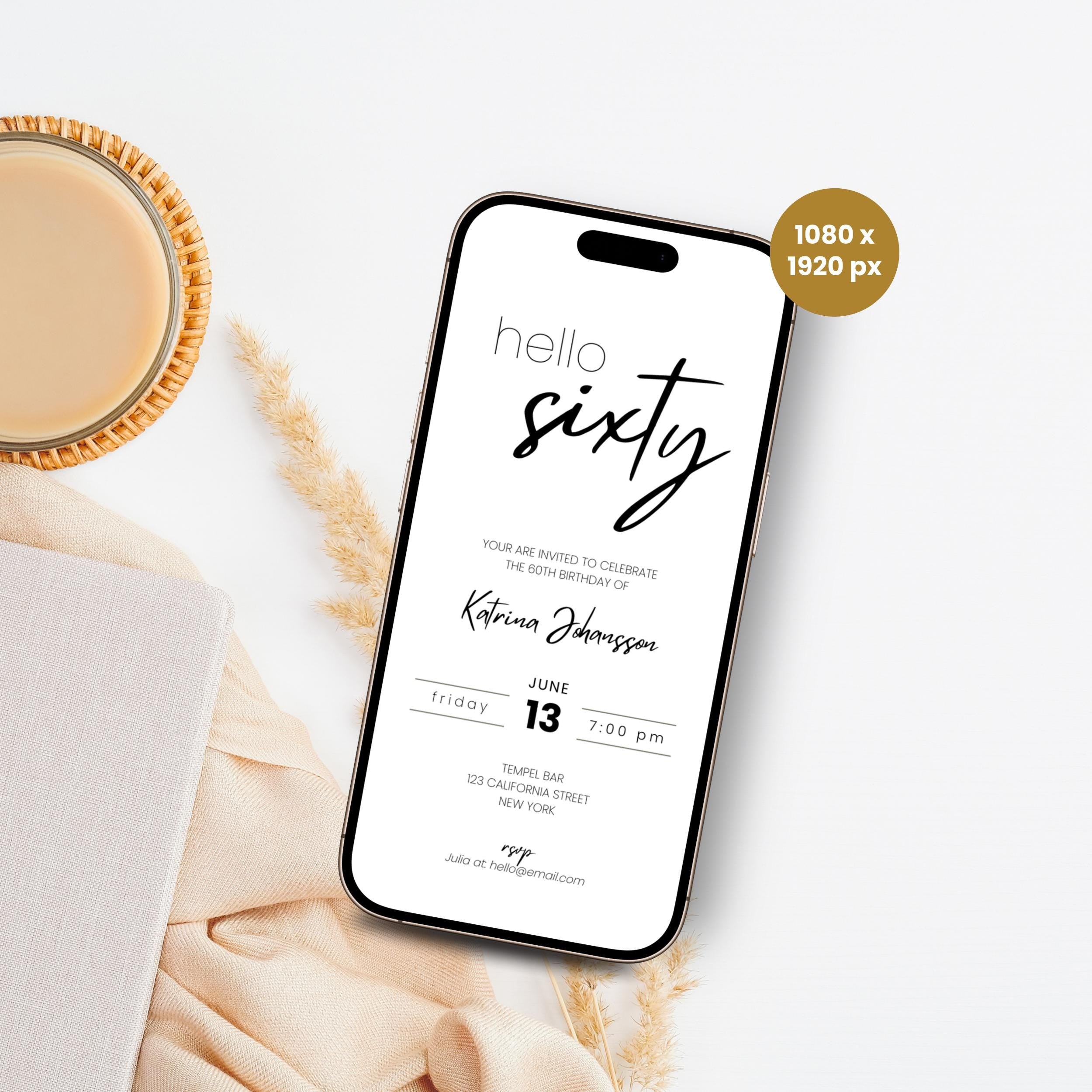 Minimal Elegant 60th Birthday Invitation