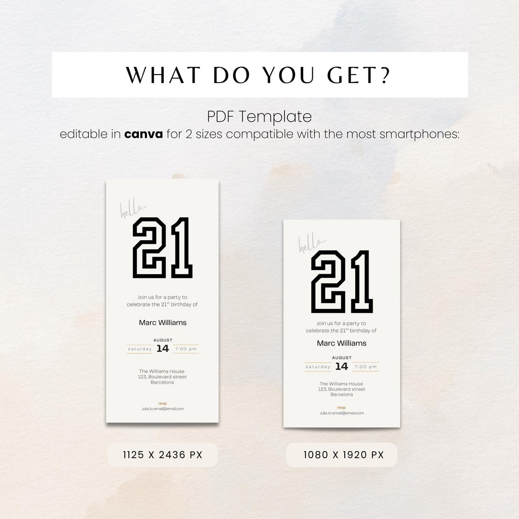 Minimal Sports 21st Birthday Invitation Template Boys