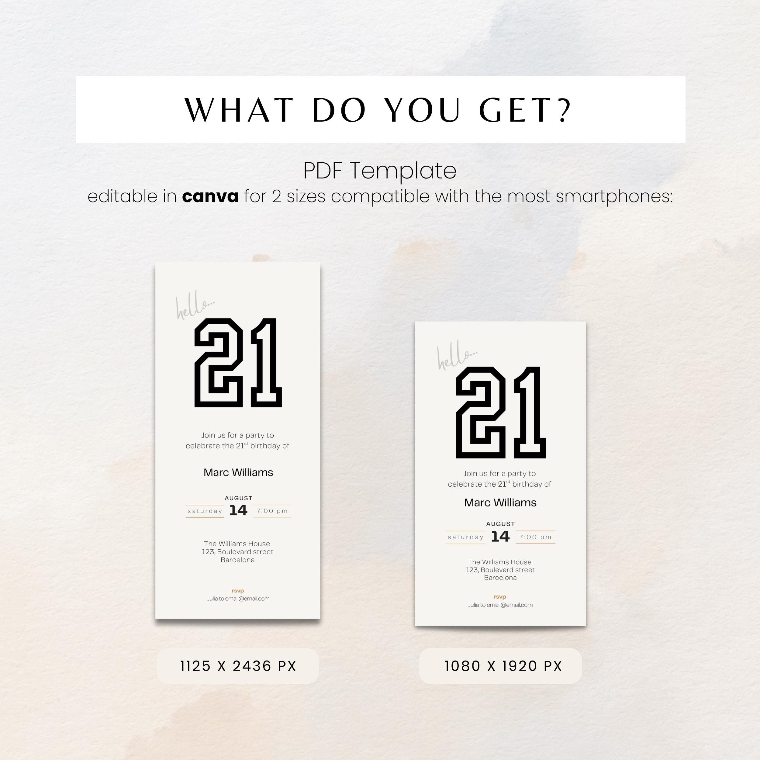 Minimal Sports 21st Birthday Invitation Template Boys