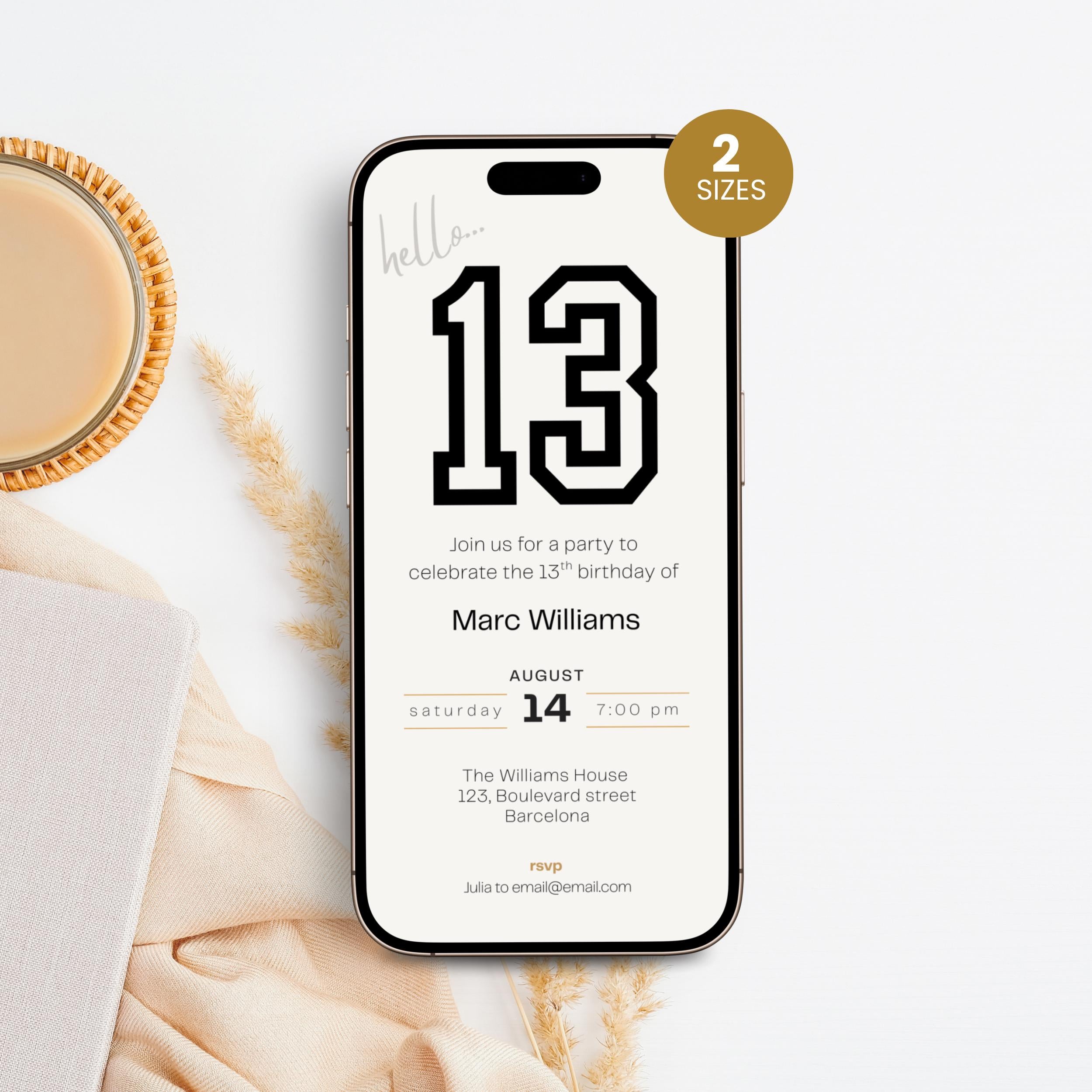 13th Birthday Invitation Boys
