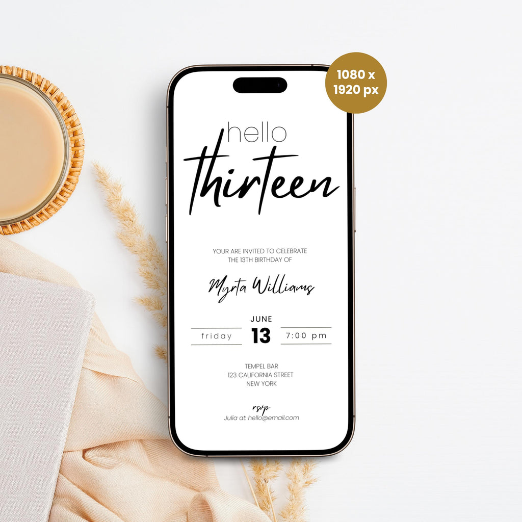 Modern Simple 13th Birthday Invitation Teens