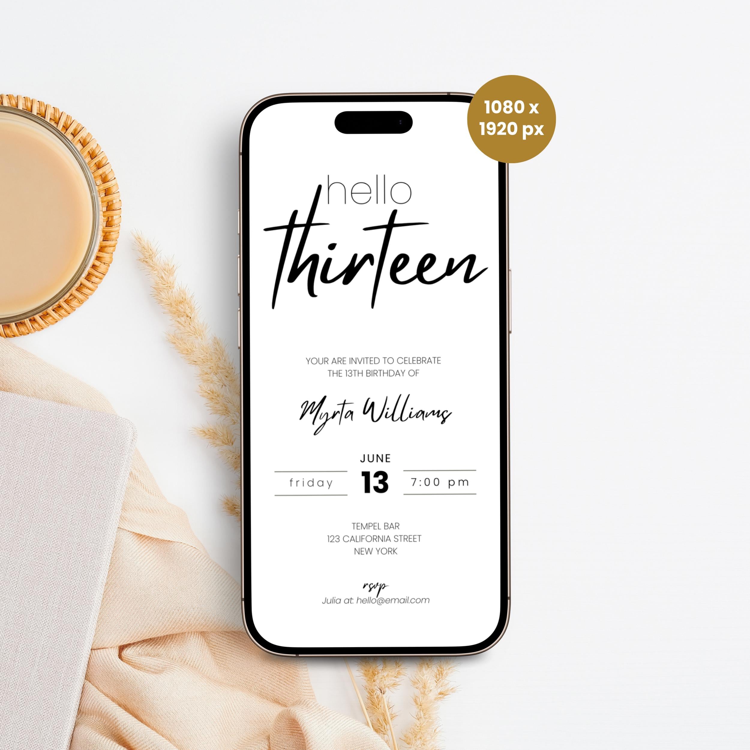 Modern Simple 13th Birthday Invitation Teens