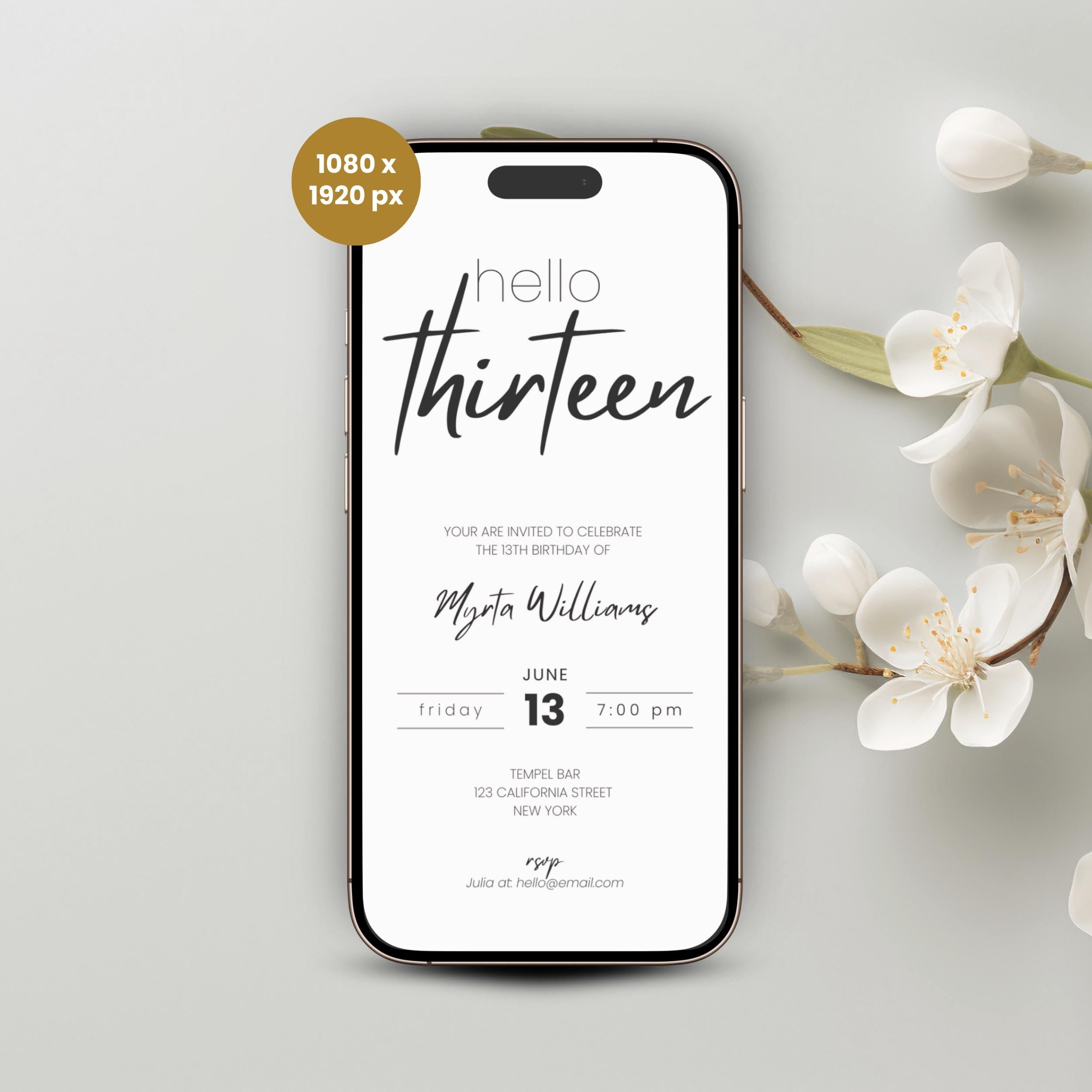 Modern Simple 13th Birthday Invitation Teens