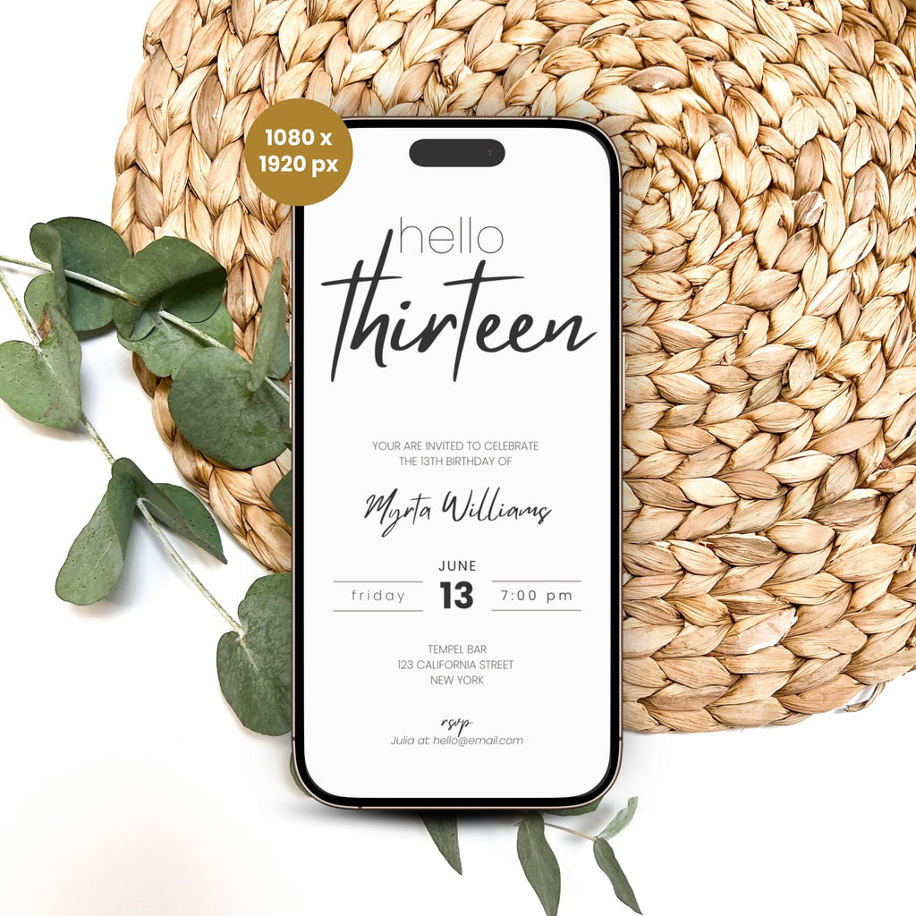 Modern Simple 13th Birthday Invitation Teens