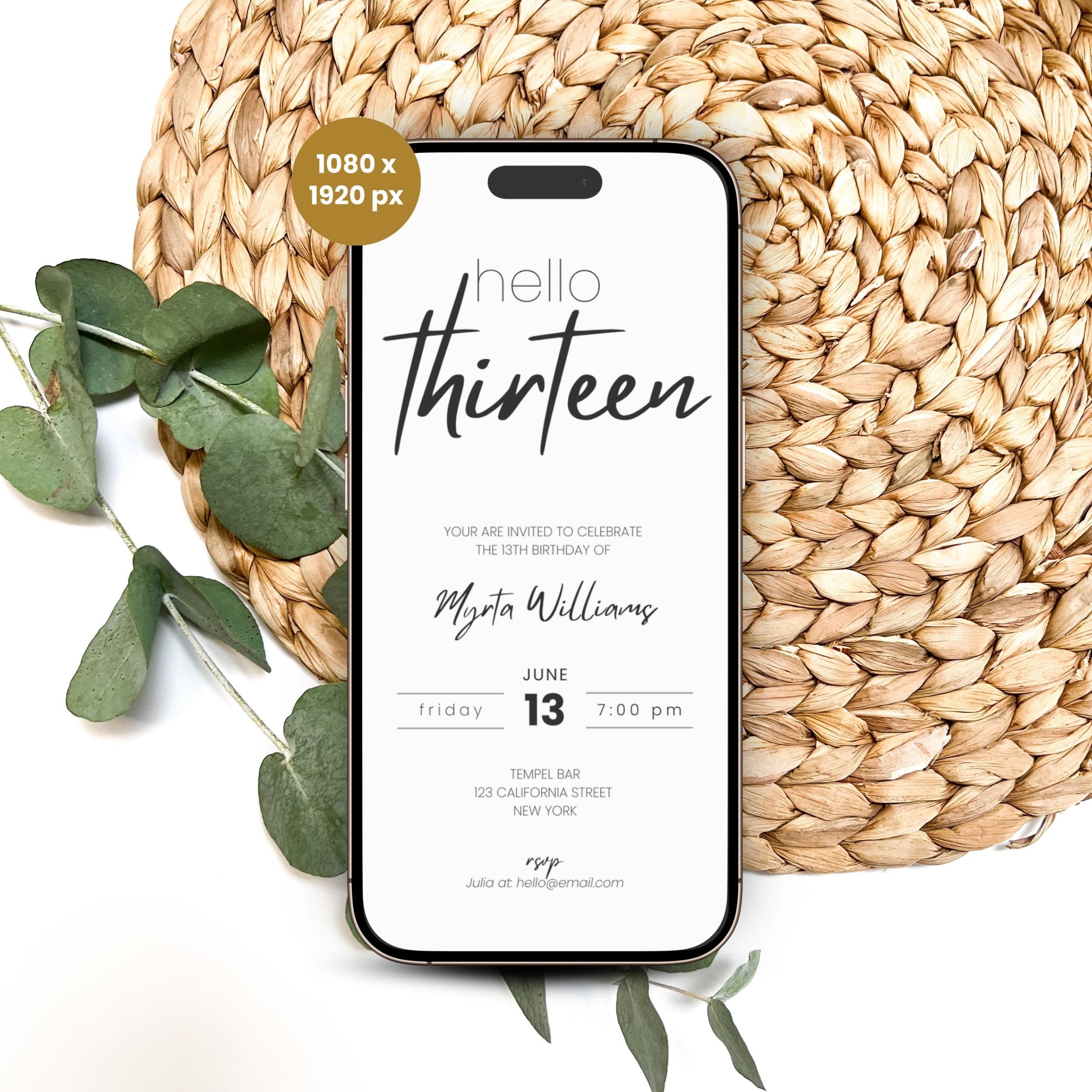 Modern Simple 13th Birthday Invitation Teens