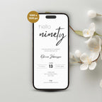 Minimal 90th Birthday Invitation Calligraphy