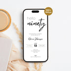 Minimal 90th Birthday Invitation Calligraphy
