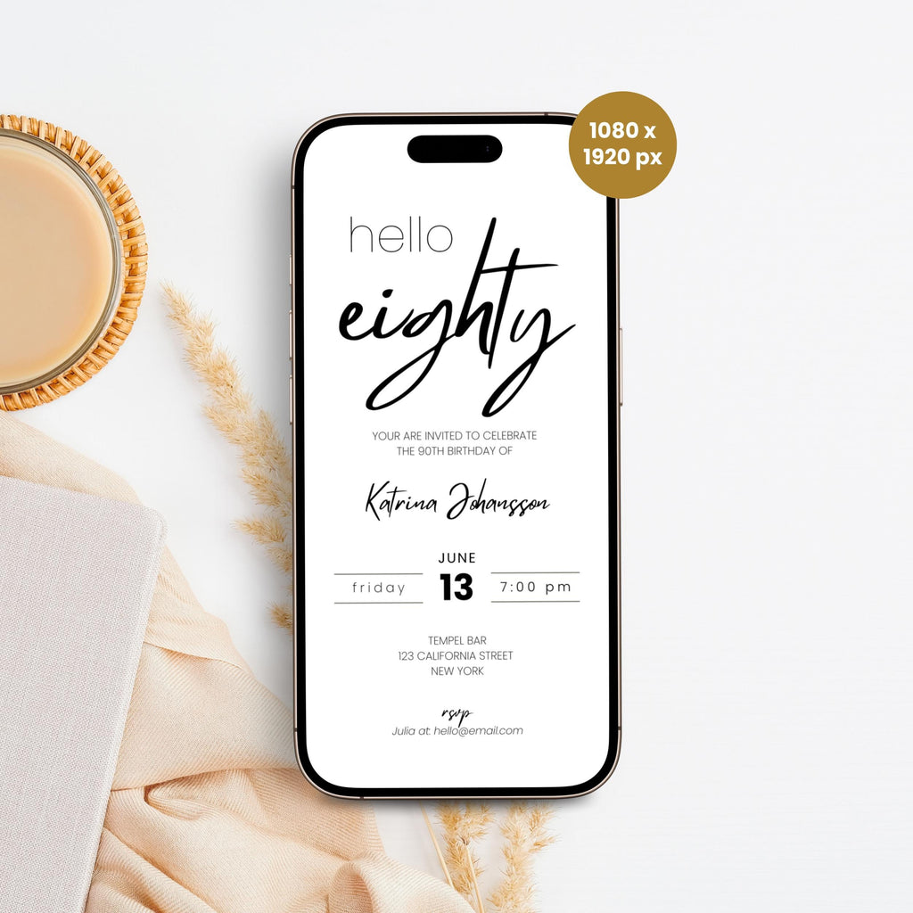 Minimalistic Elegant 80th Birthday Invitation