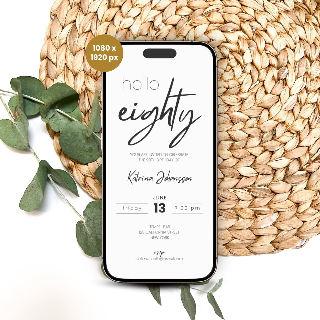 Minimalistic Elegant 80th Birthday Invitation