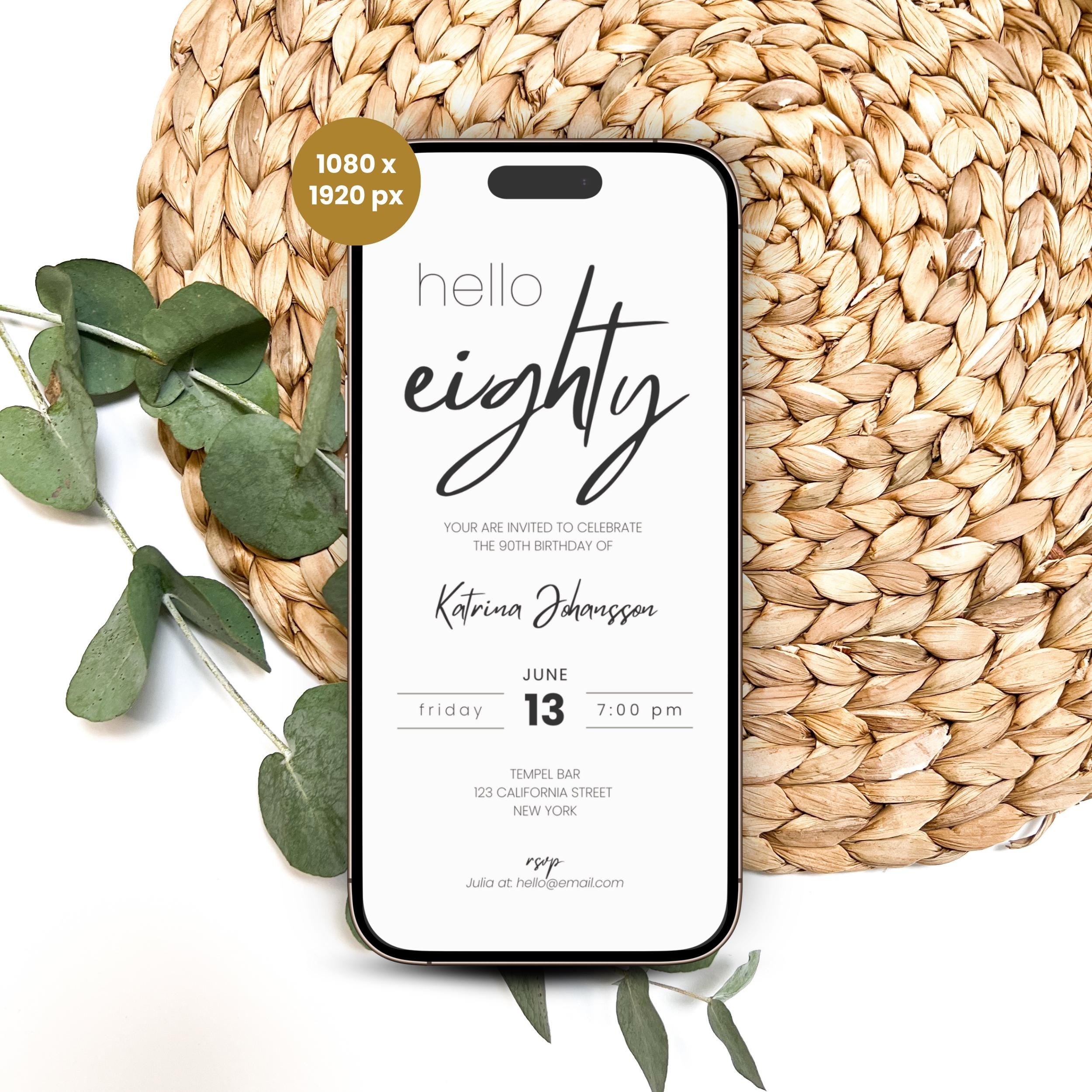 Minimalistic Elegant 80th Birthday Invitation