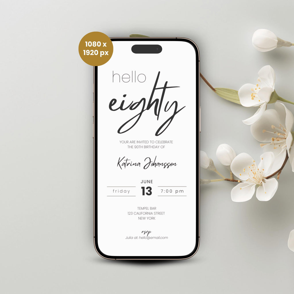 Minimalistic Elegant 80th Birthday Invitation