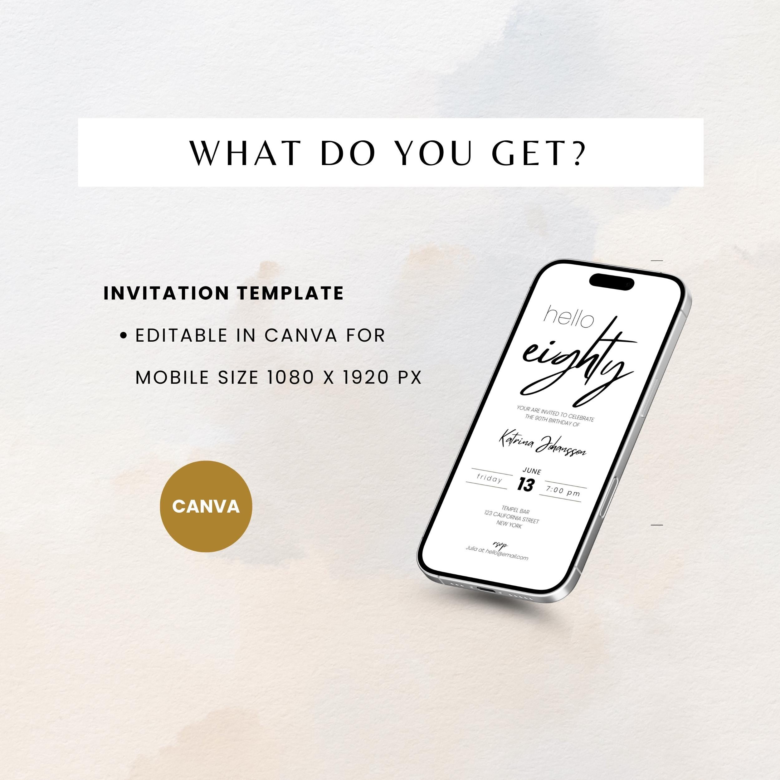 Minimalistic Elegant 80th Birthday Invitation