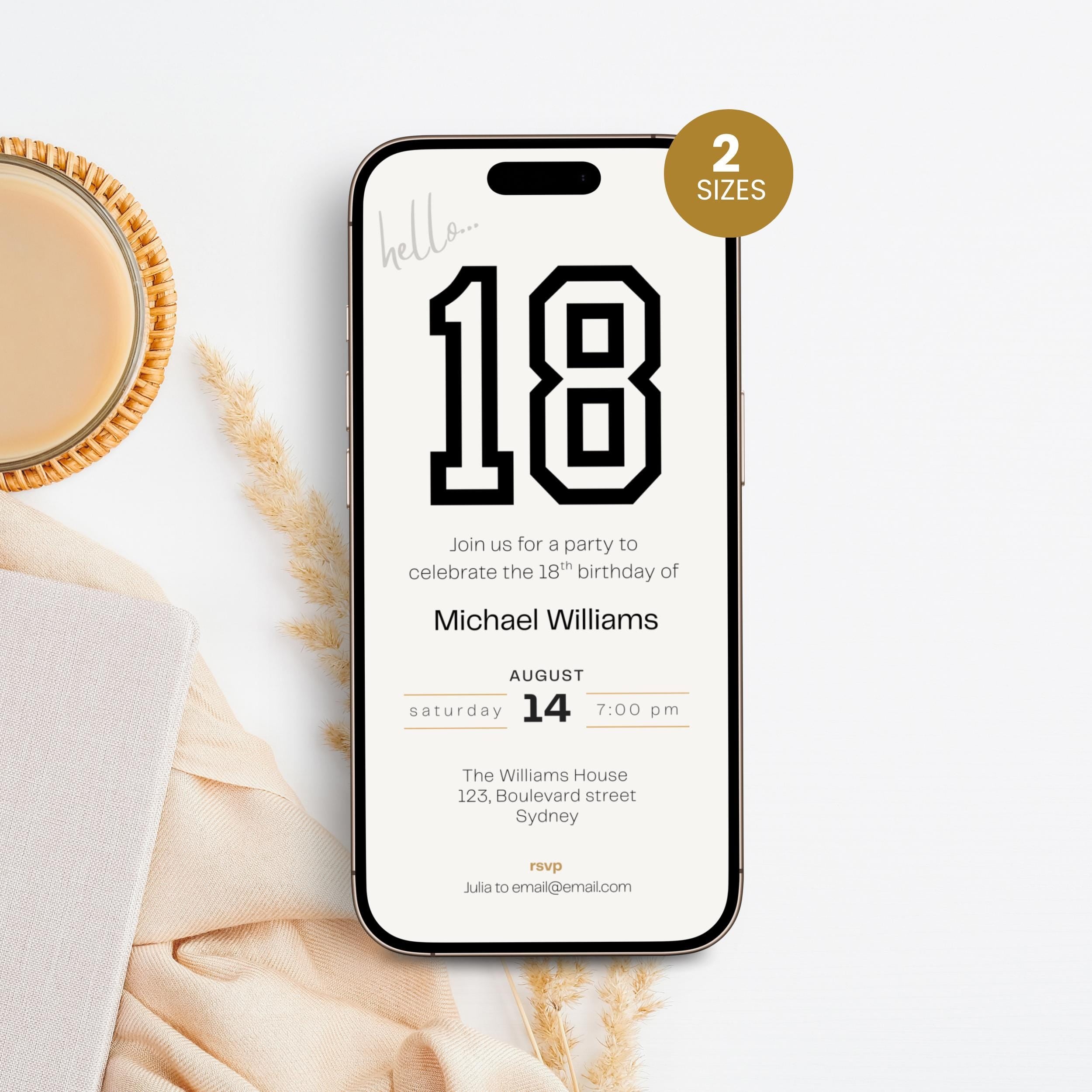 Sports 18th Birthday Invitation Template for Boys