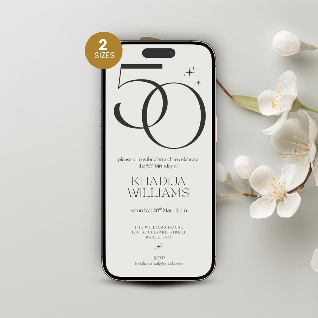 Elegant 50th Birthday Invitation