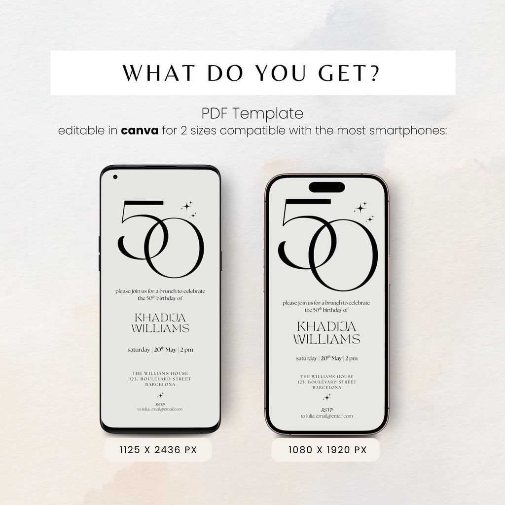 Elegant 50th Birthday Invitation