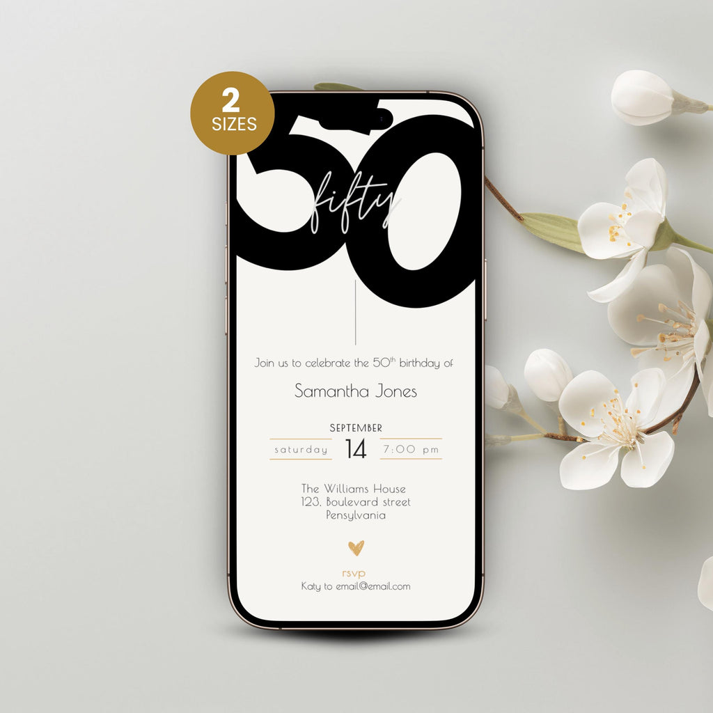 Modern 50th Birthday Invitation Bold
