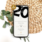 Modern 20th Birthday Invitation