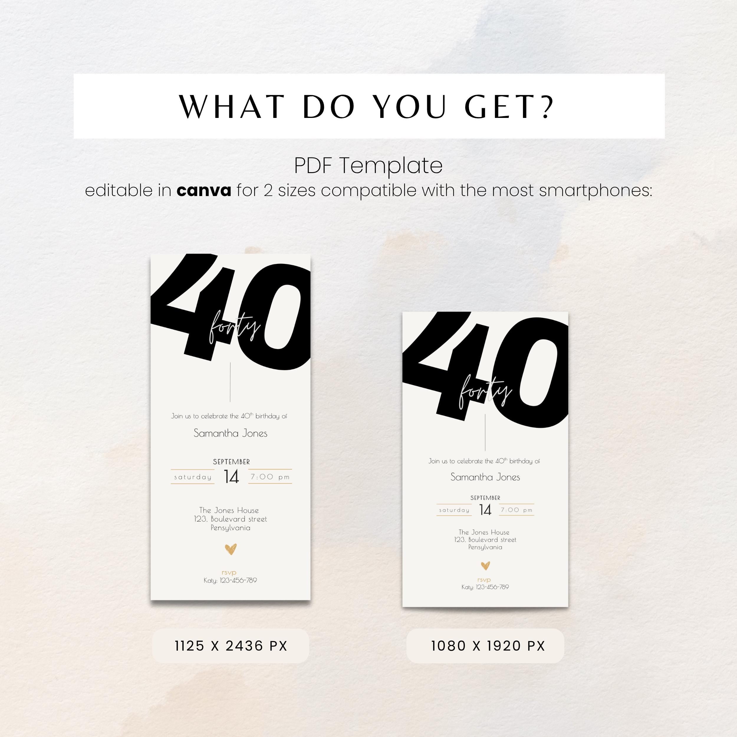 Modern 40th Birthday Invitation