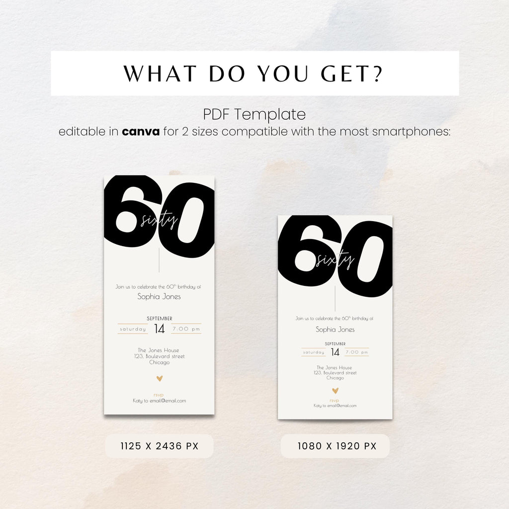 Modern 60th Birthday Invitation