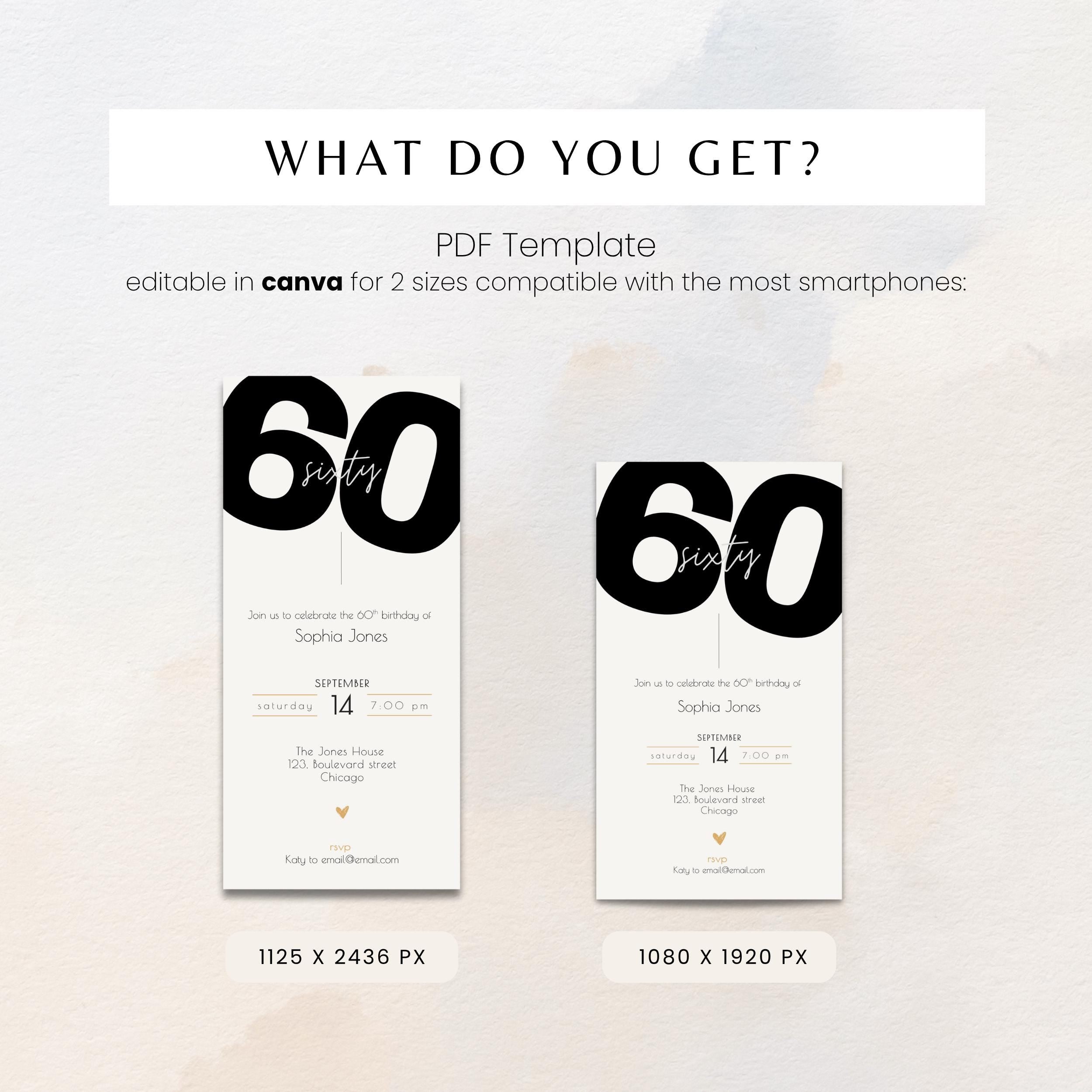 Modern 60th Birthday Invitation