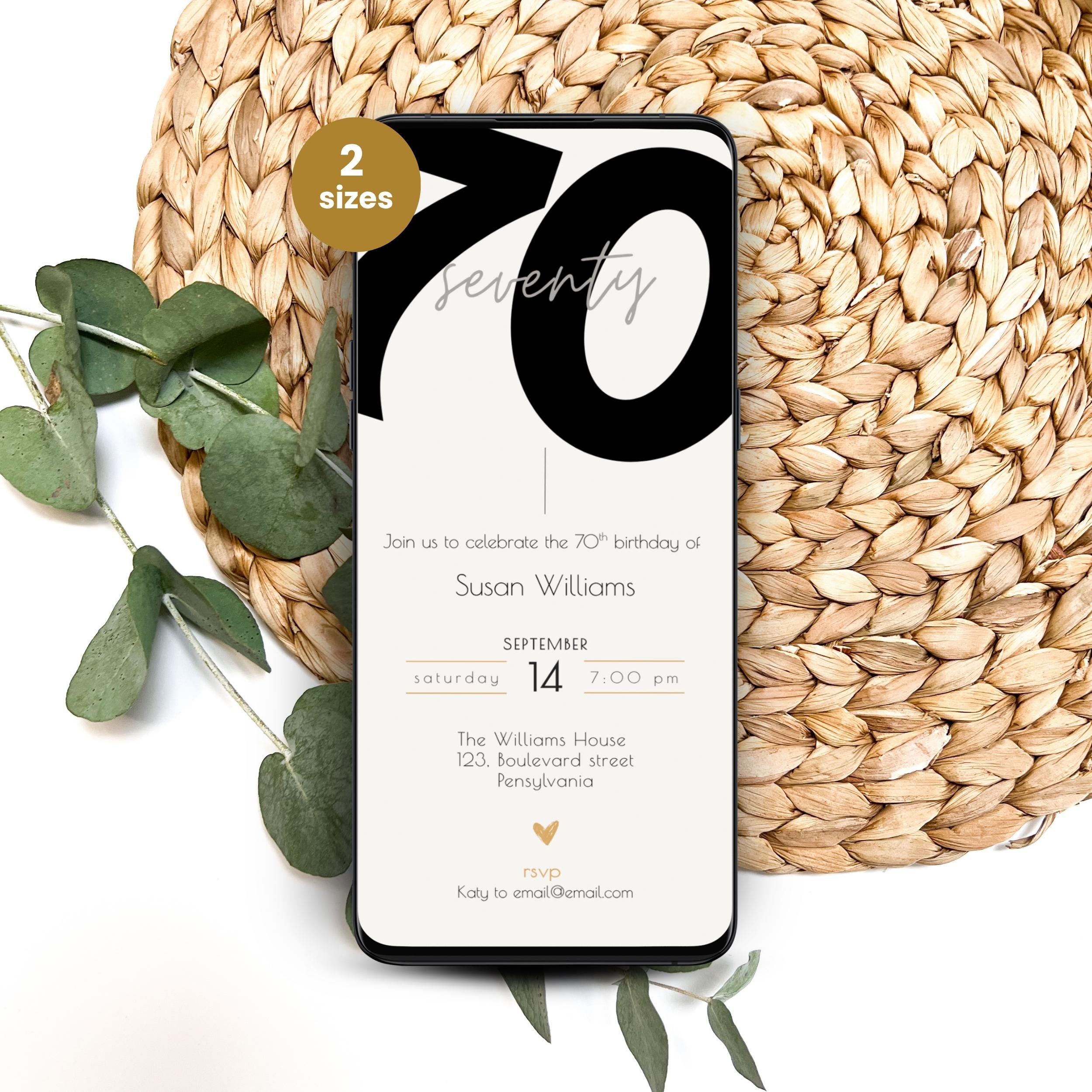 Modern 70th Birthday Invitation