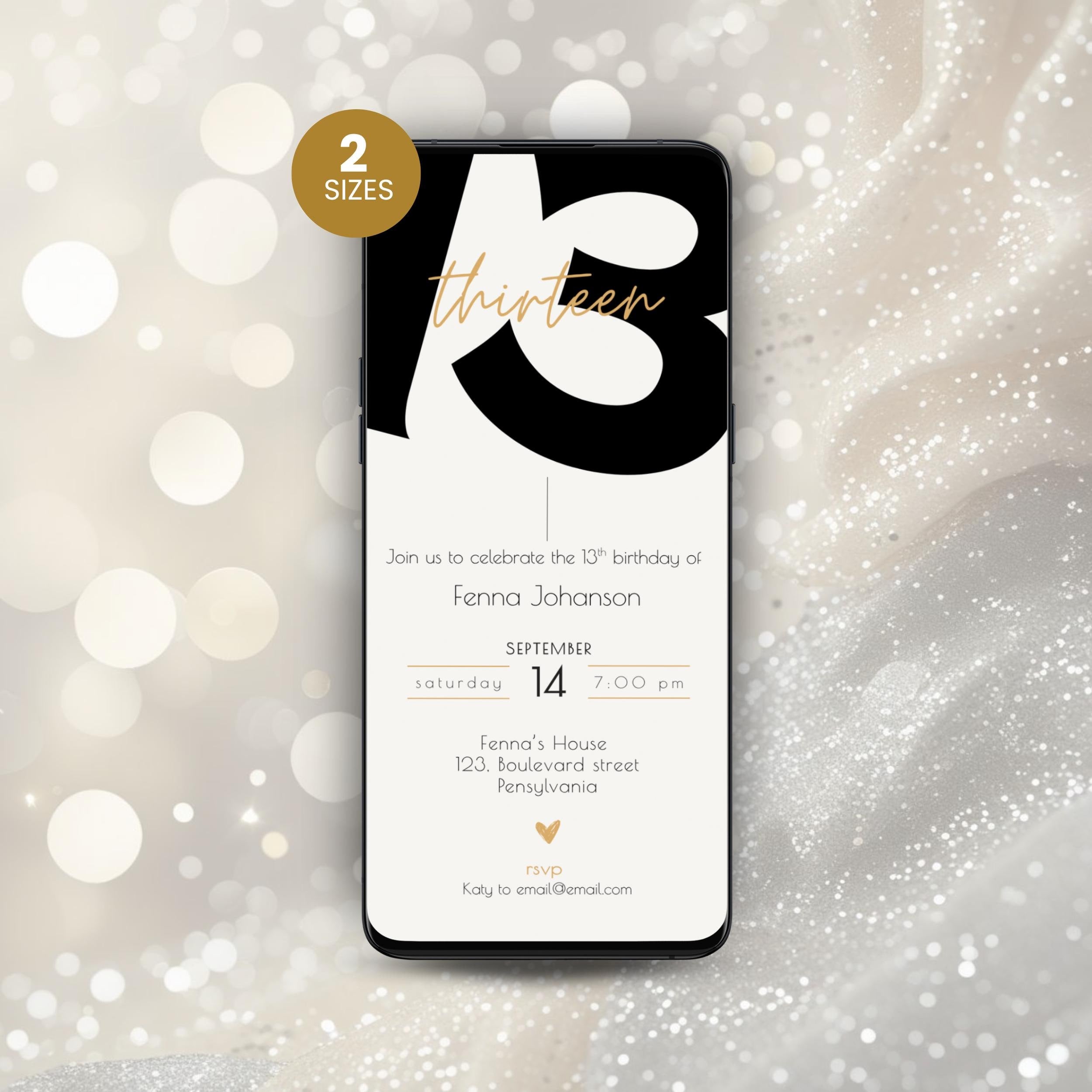 Minimalist Bold 13th Birthday Invitation