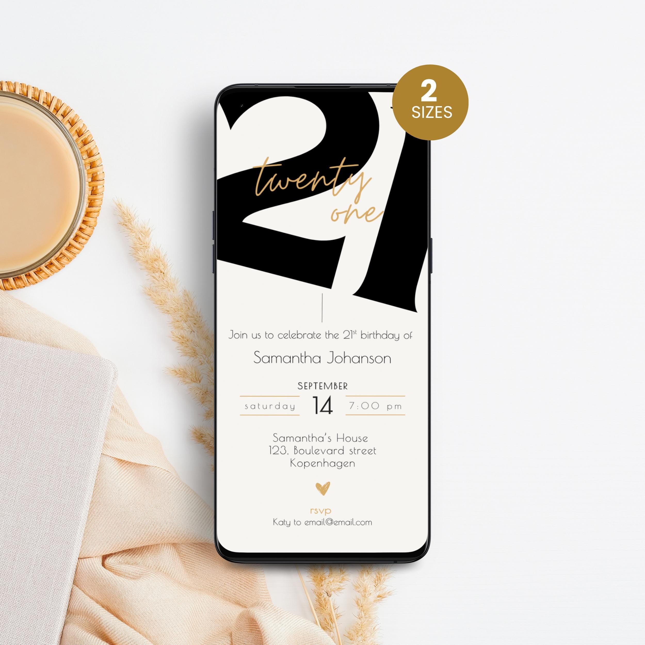 Modern 21st Birthday Invitation Template