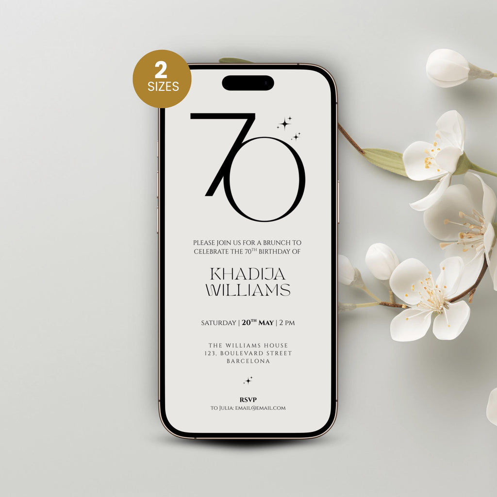 Minimal Elegant 70th Birthday Invitation