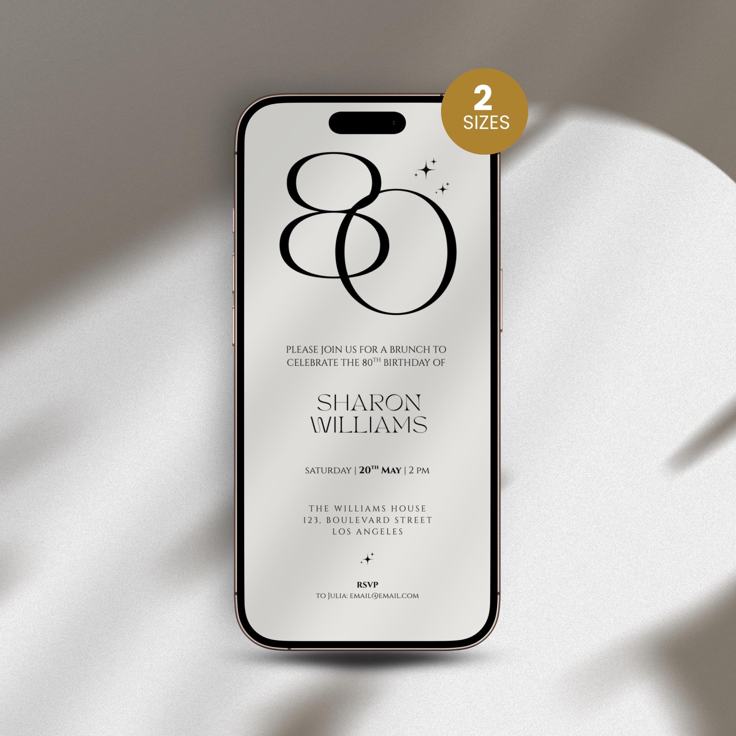 Elegant 80th Birthday Brunch Invitation