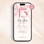 Pink Bow 13th Birthday Invitation Girls