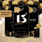 Animated Black 13th Birthday Invitation