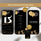 Animated Black 13th Birthday Invitation