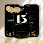Animated Black 13th Birthday Invitation