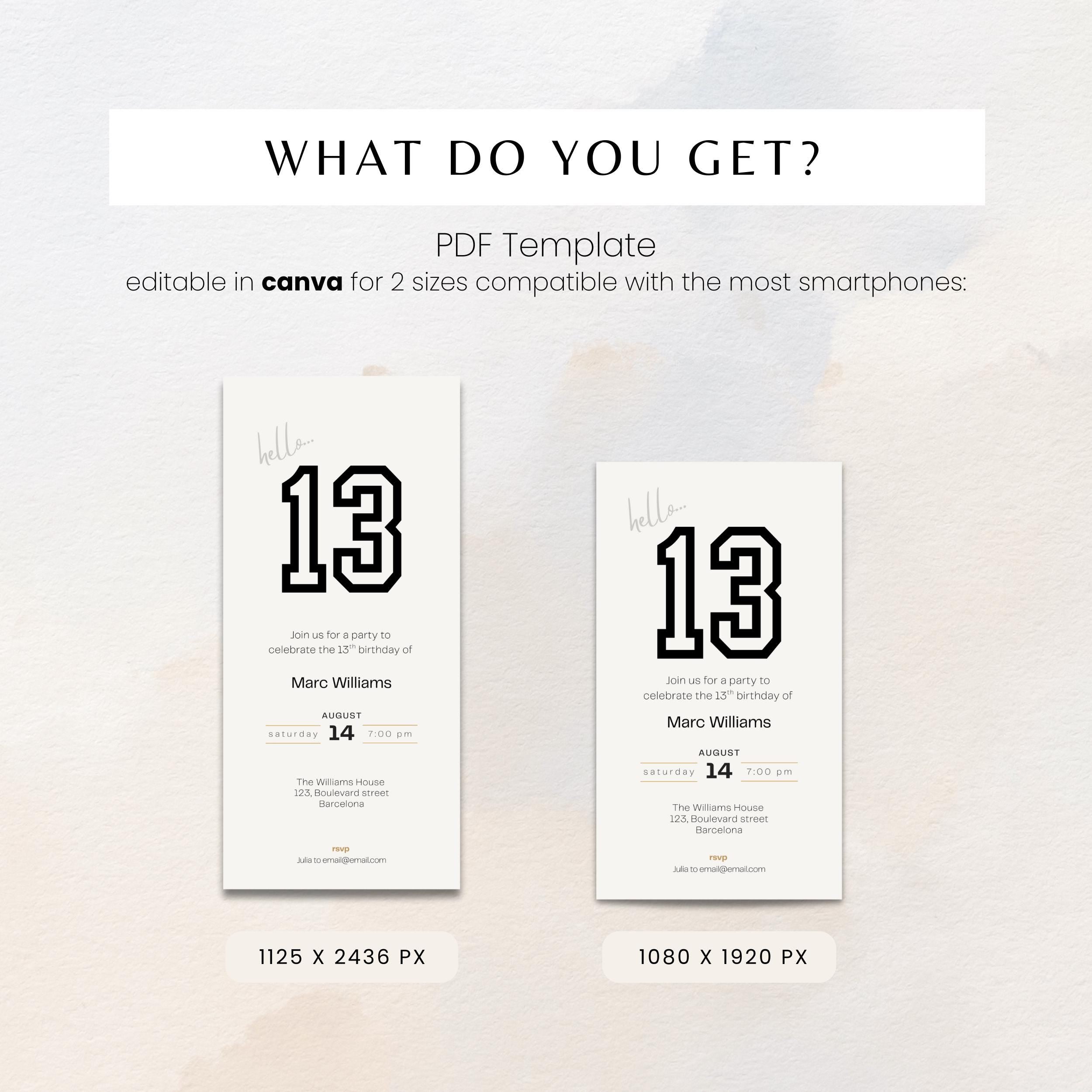 13th Birthday Invitation Boys