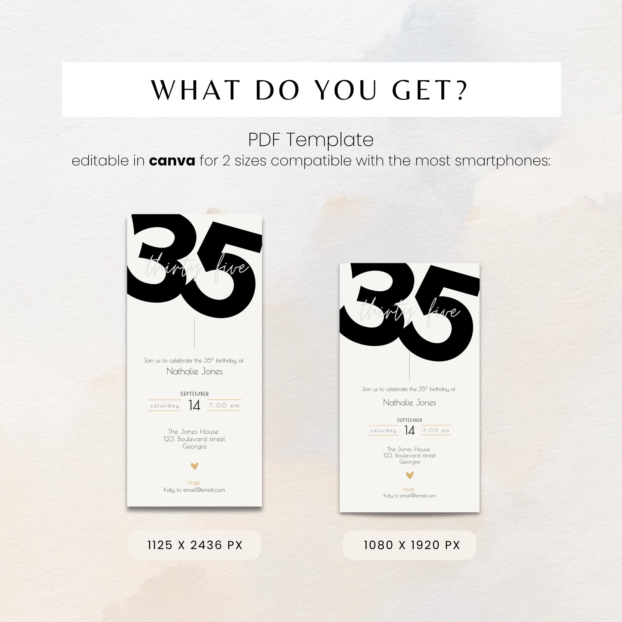 Stylish 35th Birthday Invitation