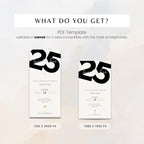 Minimal Stylish 25th Birthday Invitation