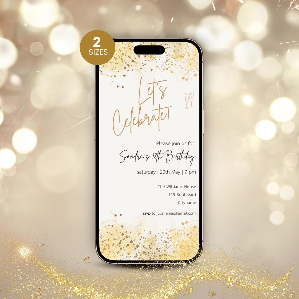 Modern Gold 18th Birthday Invitation Template