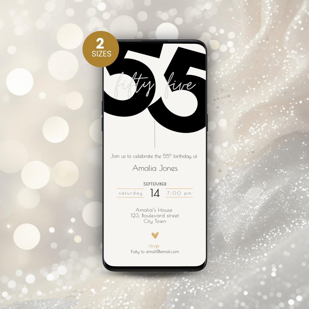 Elegant Minimal 55th Birthday Invitation