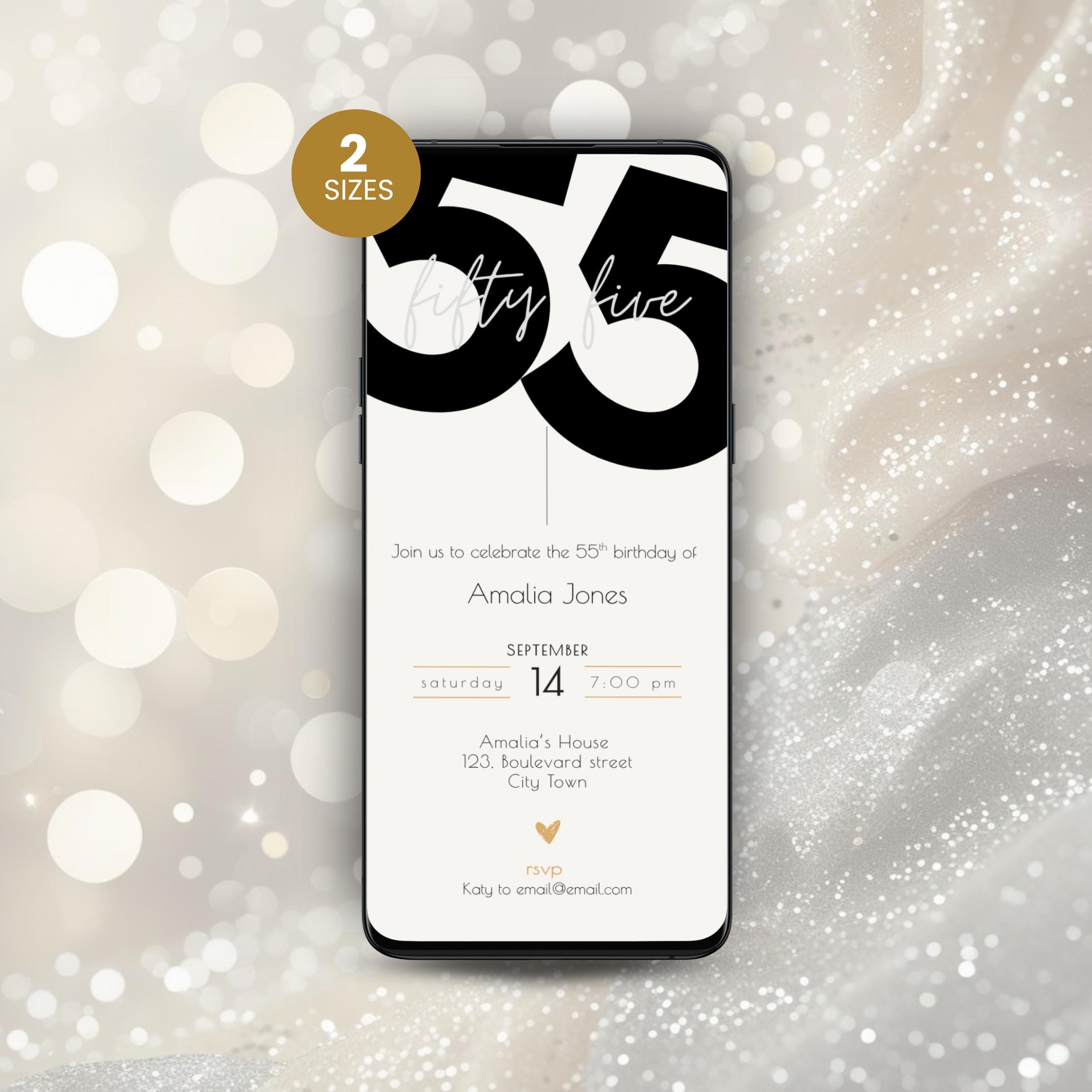 Elegant Minimal 55th Birthday Invitation