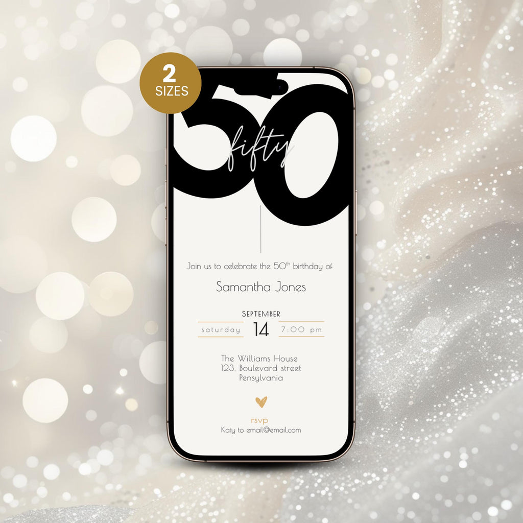 Modern 50th Birthday Invitation Bold